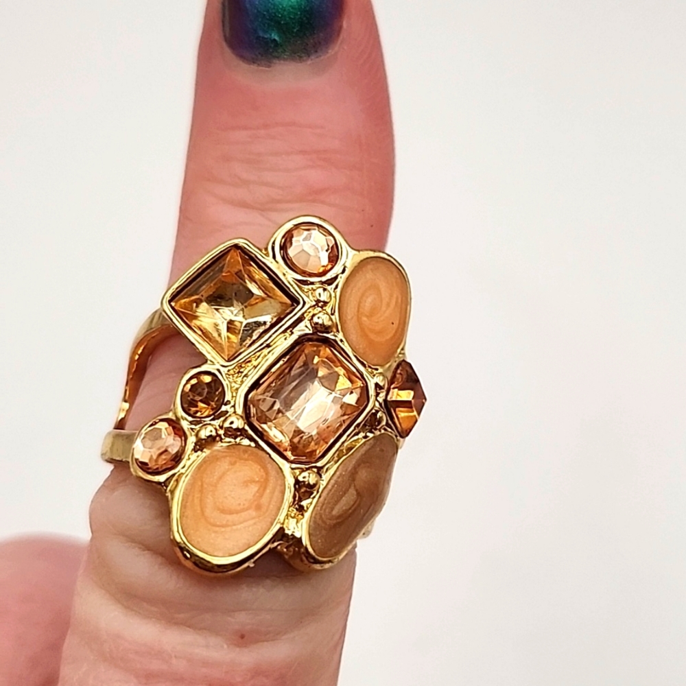 Vintage Large Gold Cocktail Ring Size 8